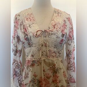 (SOLD) Vintage 1970s Gunne Sax / Homespun Style Rose Floral Prairie Maxi Dress